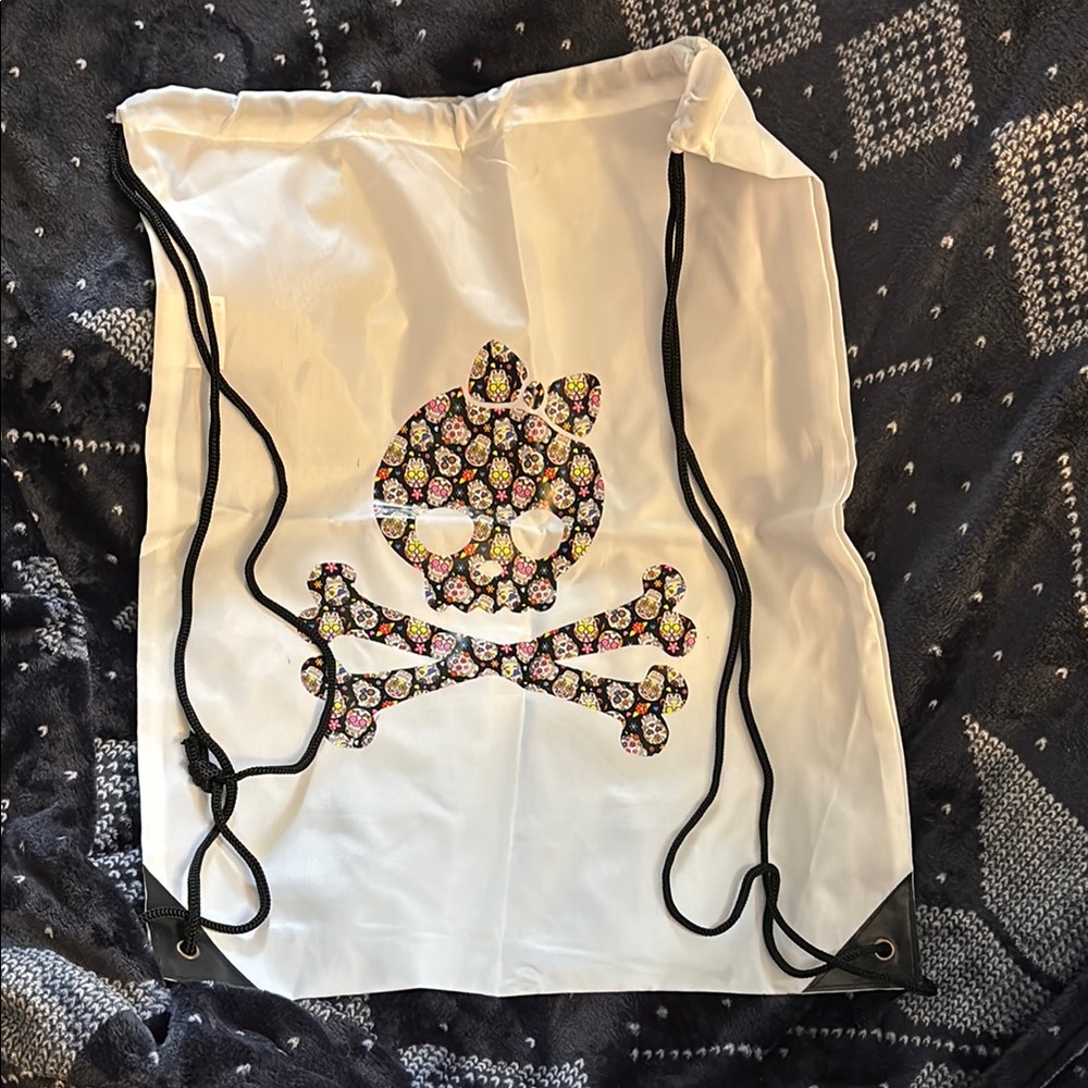 Skull and Crossbones Drawstring Bag